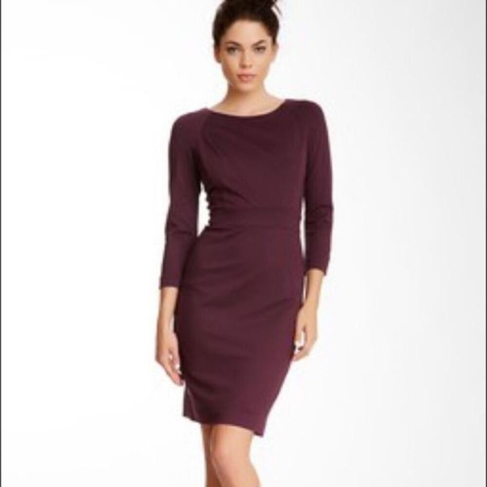 Trina Turk Fenella Long Sleeve Pencil Dress Plum 2